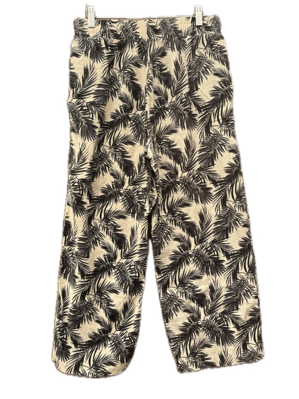 Panama Jack Palm Print Wide Leg Pants Capris Linen Rayon Summer Beach Travel